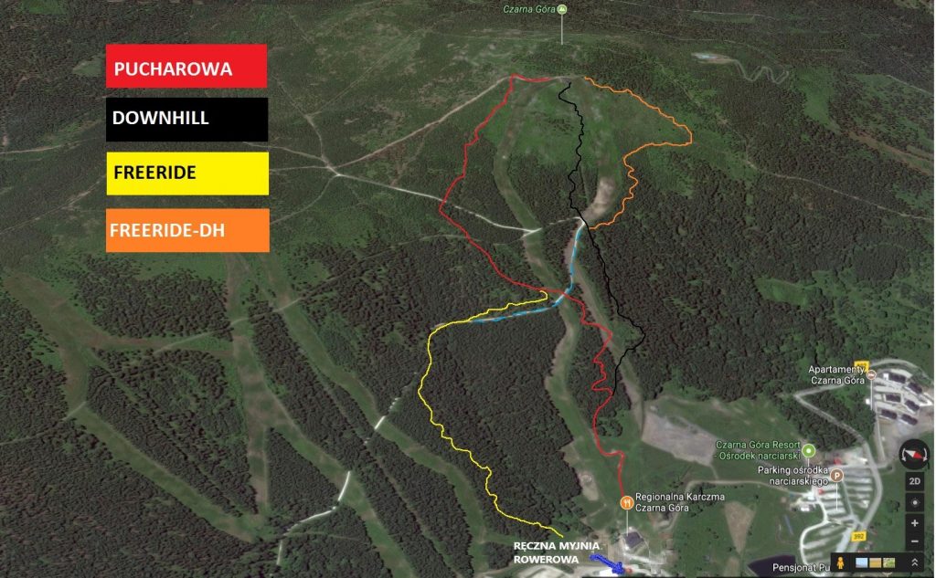 Park Rowerowy Czarna Góra - mapa tras downhill