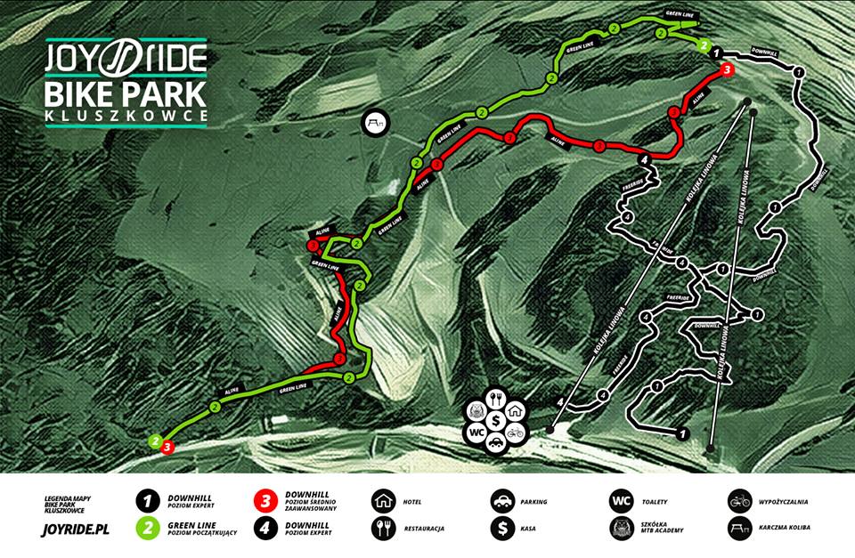 Joy Ride Bike Park - mapa tras downhill